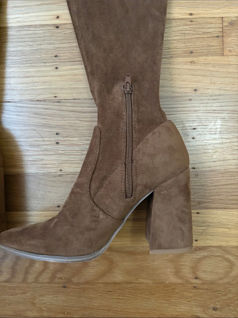 Steve Madden Brown Suede Knee-High Block Heel Boots - Women's